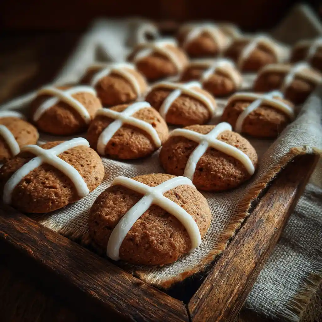 Hot Cross Cookie : Your New Favorite Holiday Cookie Twist 3 Easter-themed hot cross cookies with icing, rustic flat lay