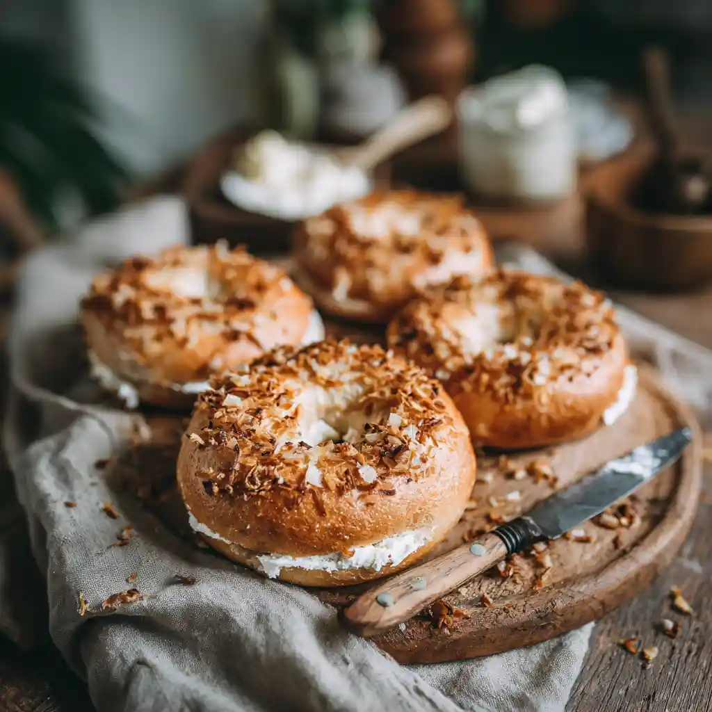 Bagel with Onion: Easy Homemade Recipe for Golden, Chewy Perfection 6 Bagel with onion fresh out of the oven on wooden board