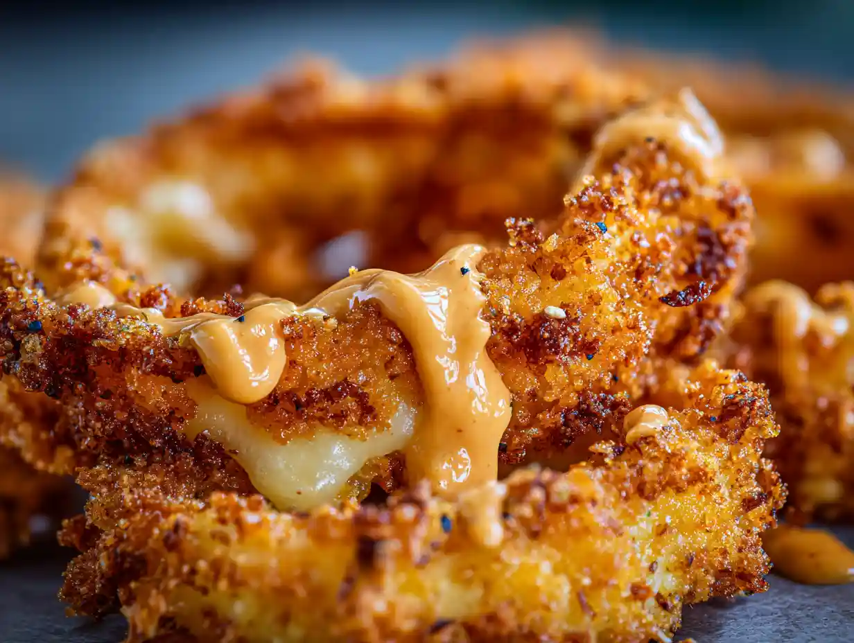 Close-up Big Mac Onion Ring Chips with sauce