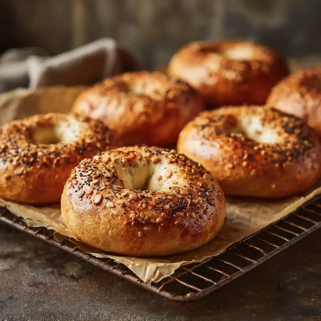 Greek yogurt oat flour bagels recipe close-up