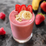 Greek yogurt smoothie with strawberries and peanut butter