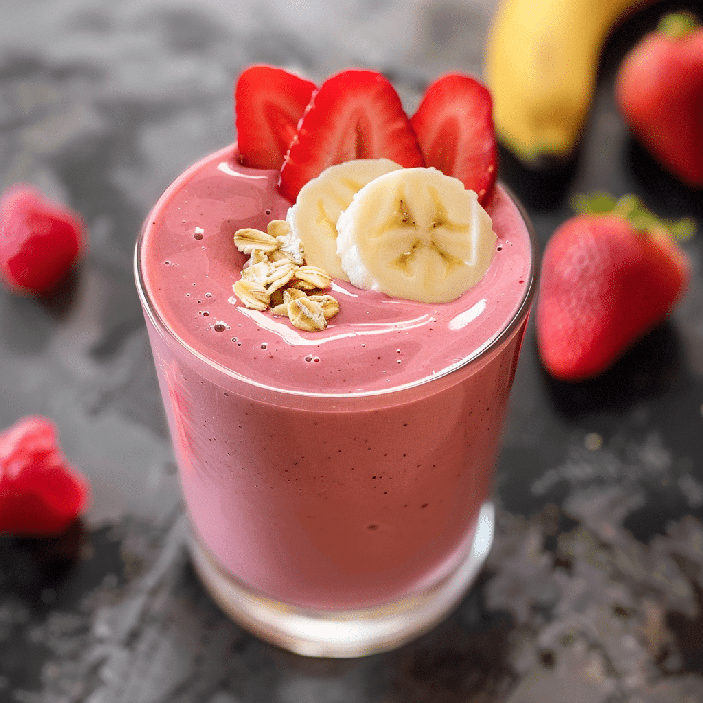 Greek yogurt smoothie with strawberries and peanut butter
