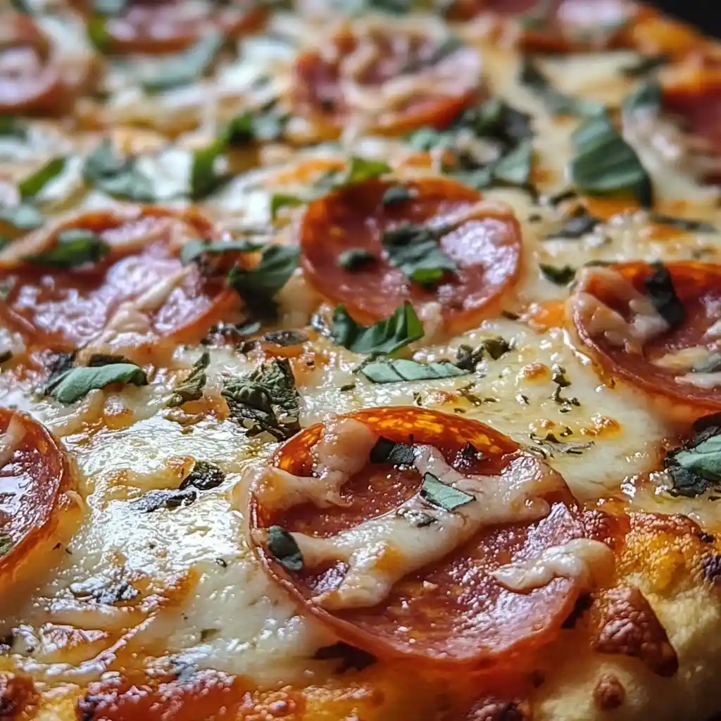 high protein chicken pizza crust with mozzarella and pepperoni
