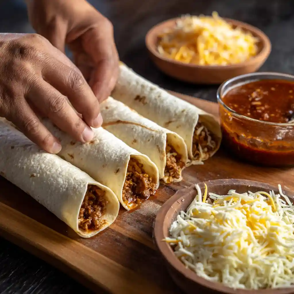 How To Make Cheesy Ground Beef Enchiladas Comfort Food Recipe 3 Rolling tortillas for cheesy ground beef enchiladas