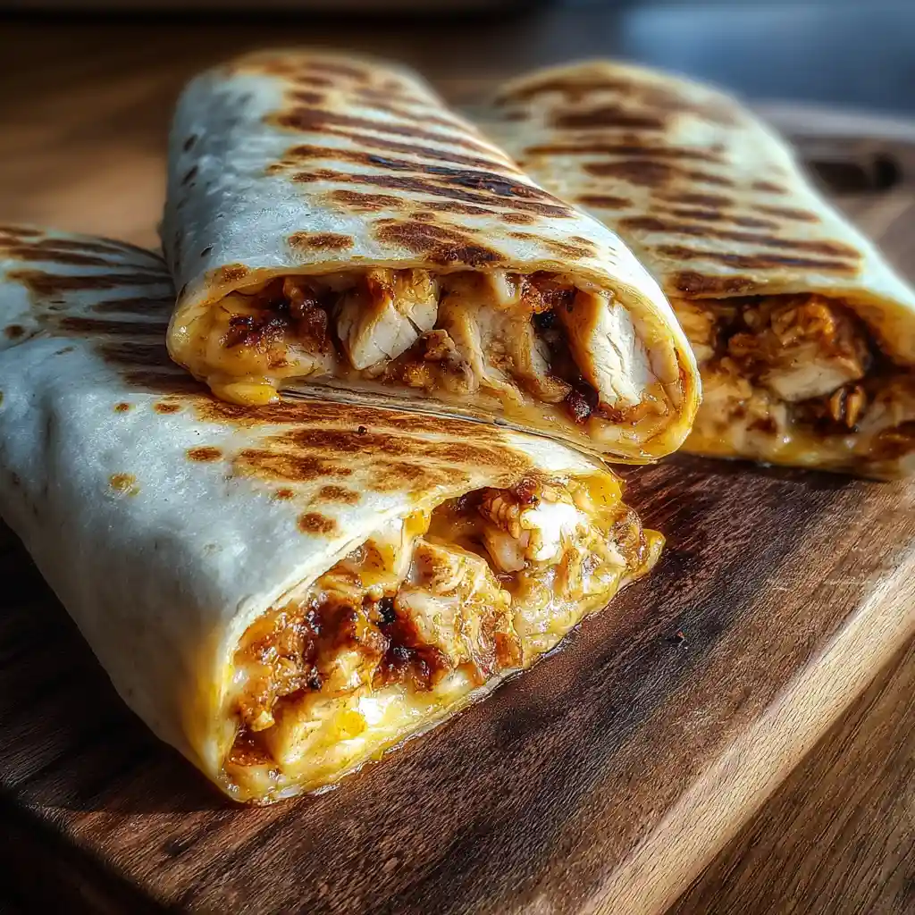 How to Make Cheesy Garlic Chicken Wraps – Quick Weeknight Favorite 2 Cheesy Garlic Chicken Wraps served