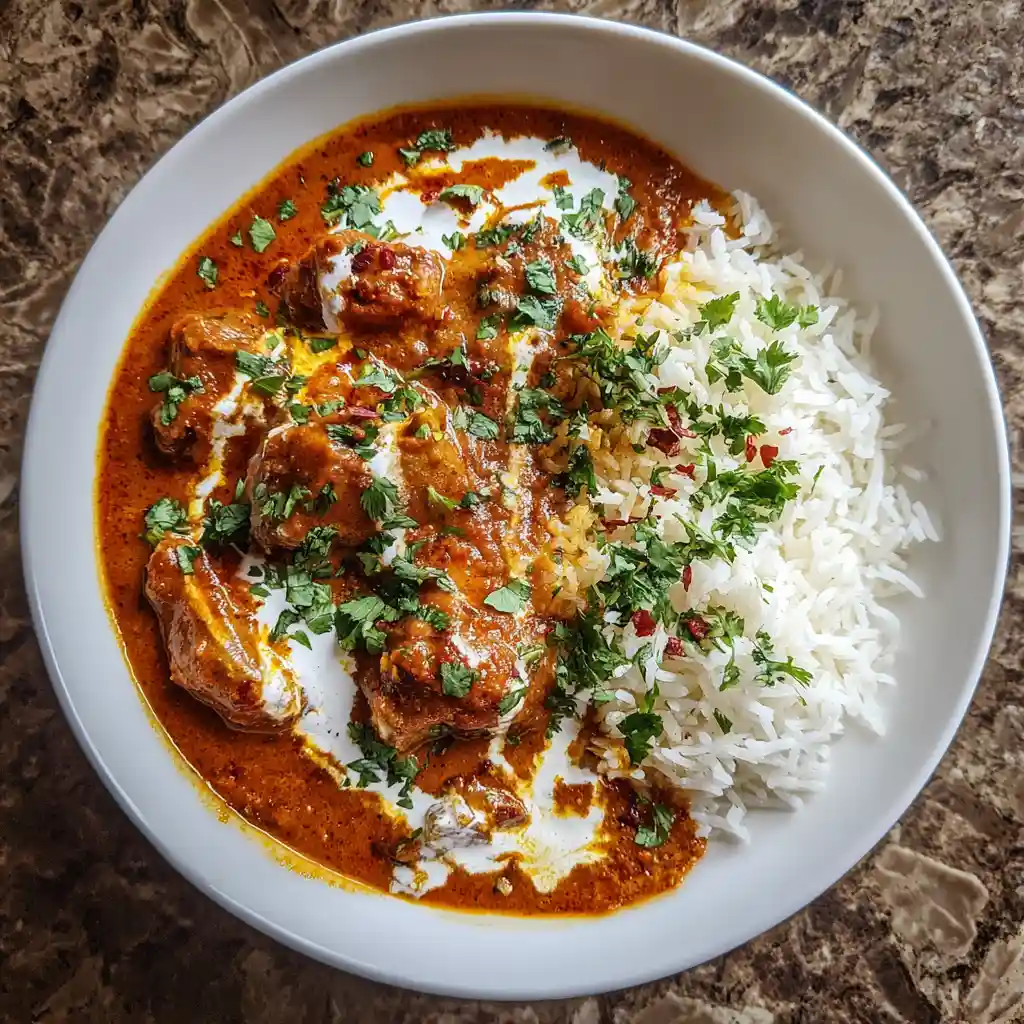 How to Make Easy Homemade Butter Chicken in Just 30 Minutes 1 Butter chicken in creamy orange sauce served with rice