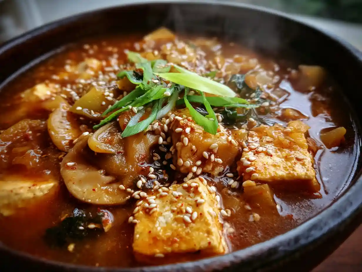 The Best High-Protein Vegan Kimchi Stew You’ll Ever Taste 3 High-protein vegan kimchi stew in a rustic bowl