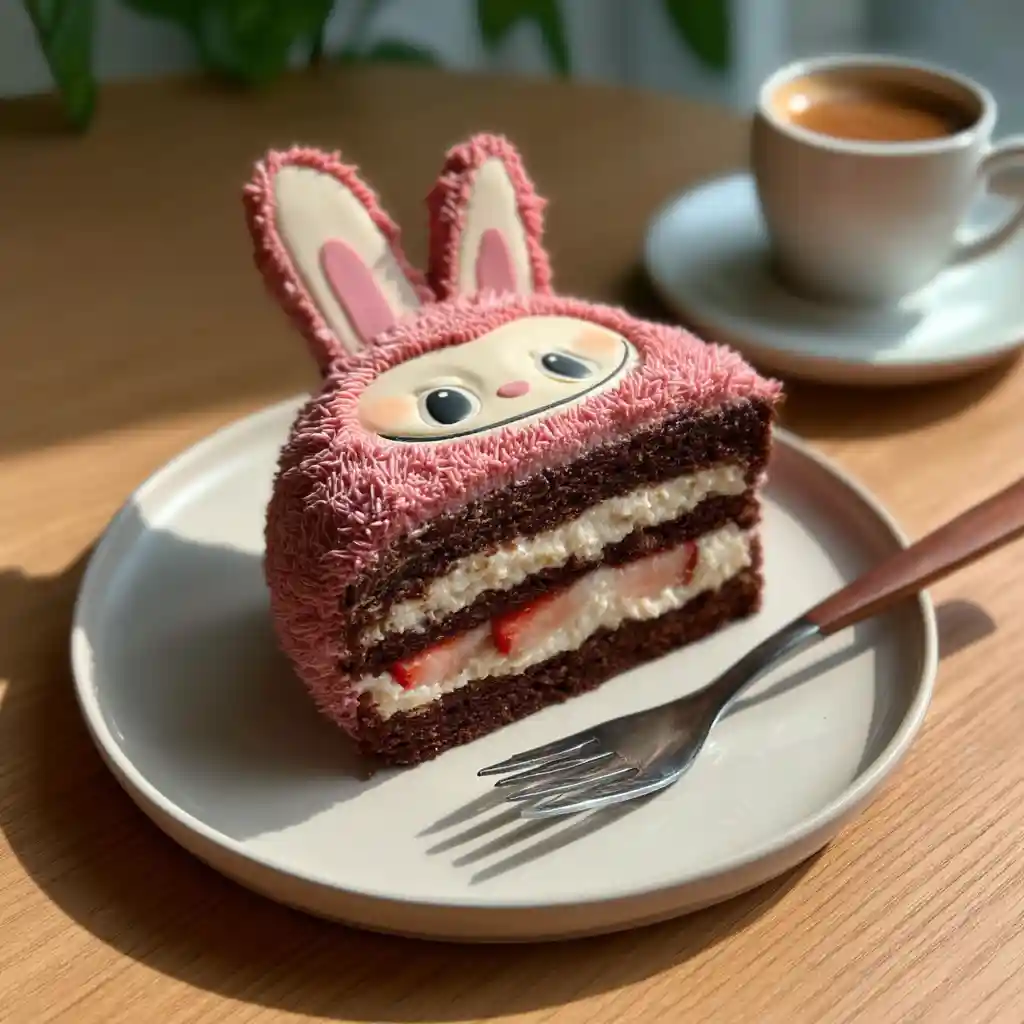 Everything You Need to Know About Labubu Cake – The Viral Dessert Craze 1 Slice of Labubu Cake with layers and filling