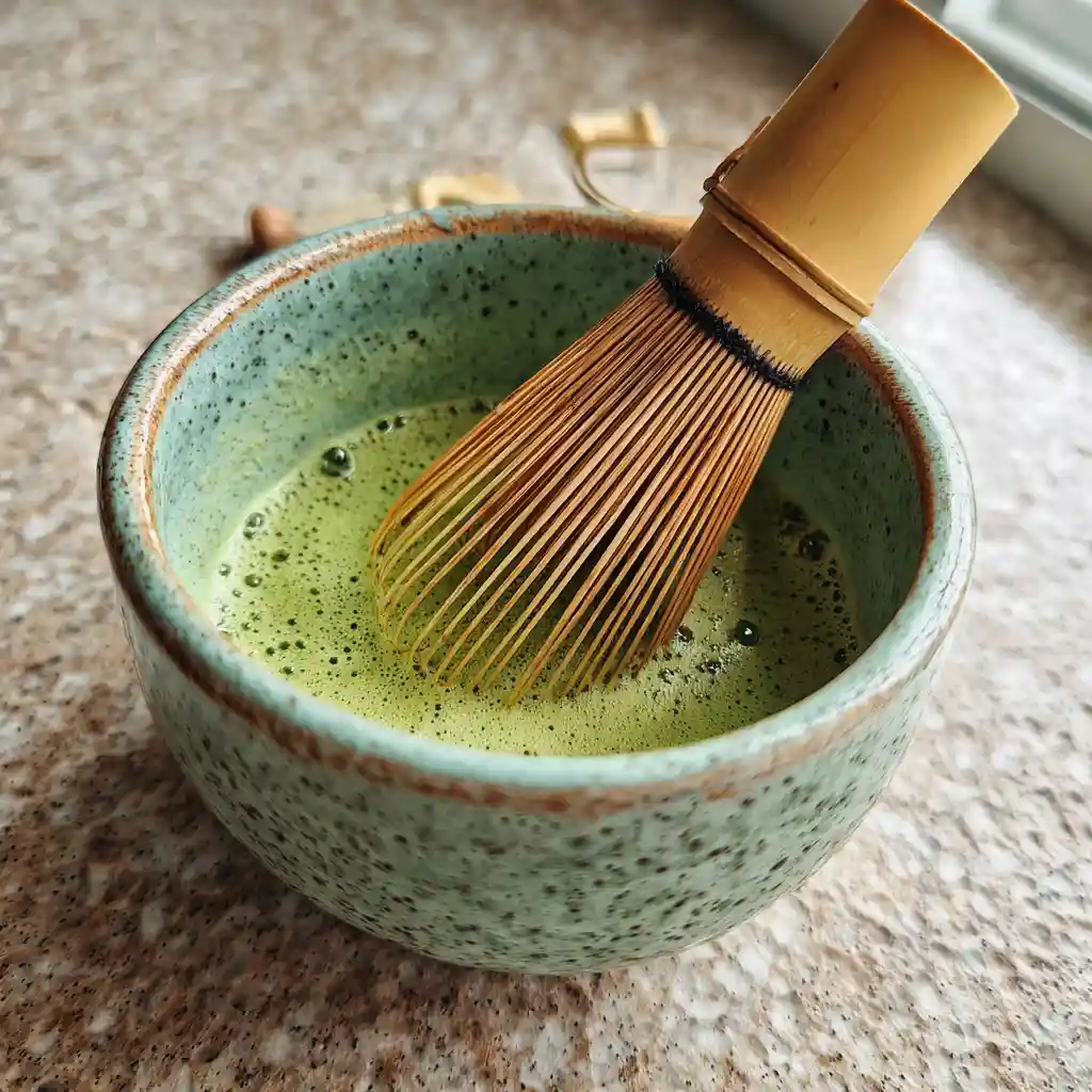How to Make Watermelon Matcha Lemonade – Your New Favorite Summer Drink 2 Step-by-step shot showing matcha being whisked