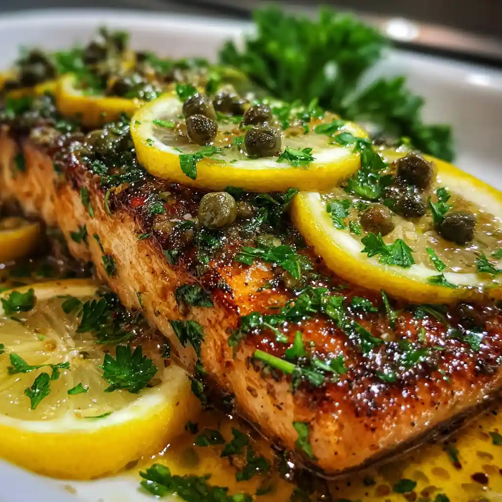 How to Make Lemon Caper Sauce – Easy, Tangy, and Versatile 3 Salmon fillet drizzled with simple lemon caper sauce