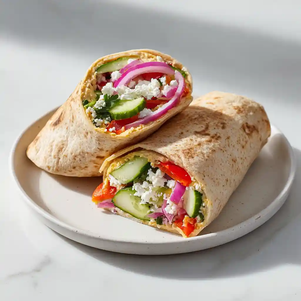 Wrap Lunch Ideas for Work: Fold, Pack & Go! 3 Hummus Mediterranean Veggie