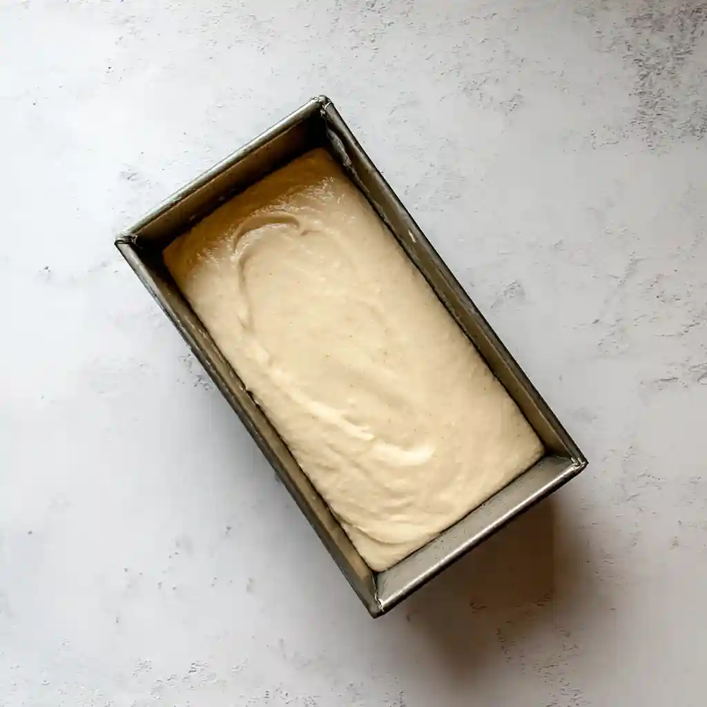Ice Cream Bread Recipe – A Fun, Easy, and Delicious Treat 3 ice cream bread batter in metal loaf pan before baking