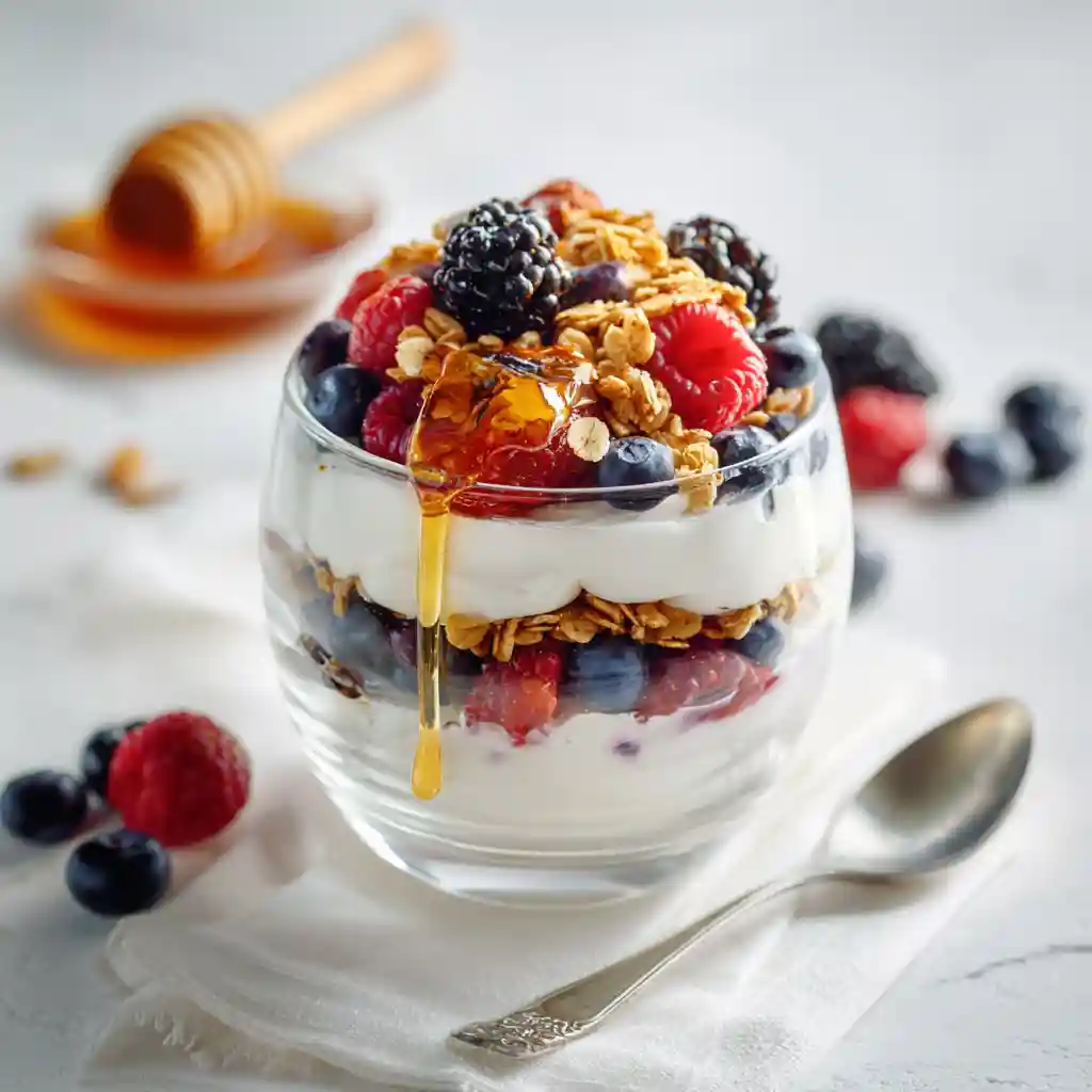 18 Lazy Day Breakfast Ideas That Are Easy, Healthy & Delicious 4 Greek Yogurt Parfait with Honey and Granola