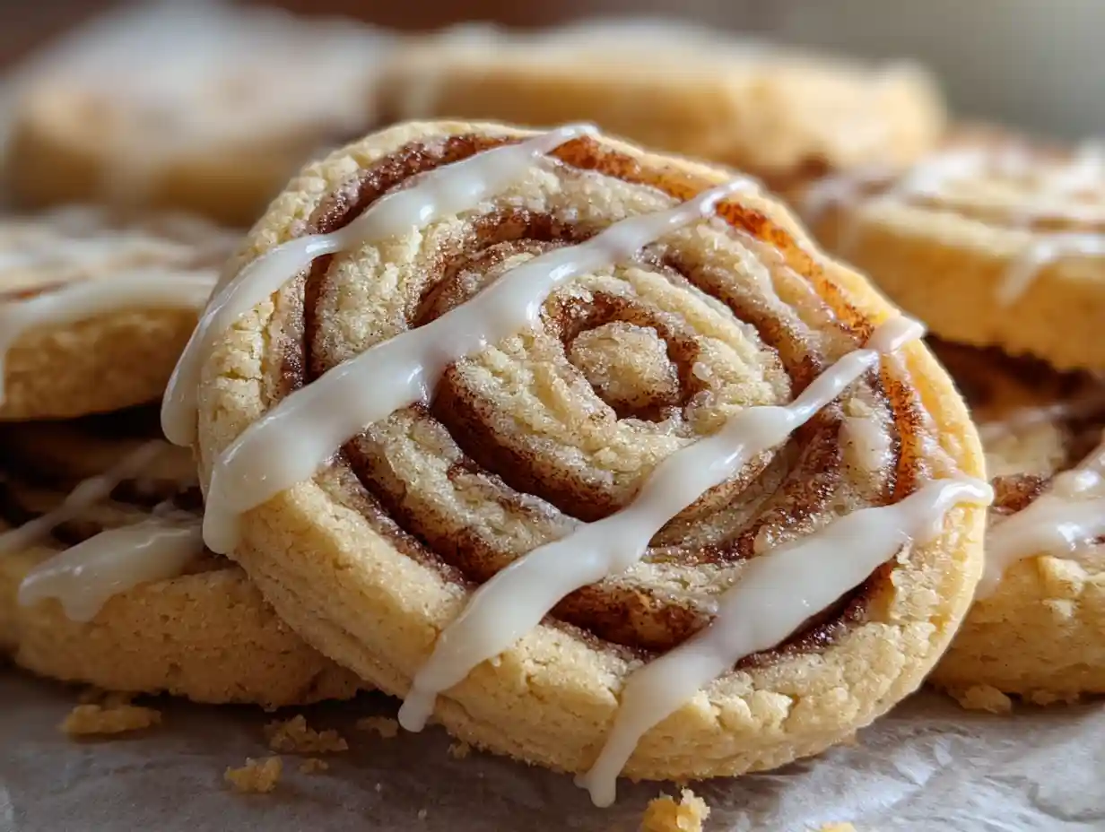 Cinnamon roll cookies with cream cheese glaze