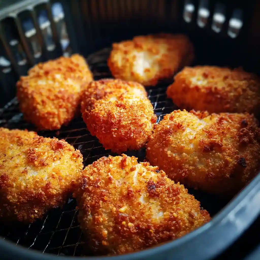Keto Chicken Nugget Recipe – Crispy Low-Carb Nuggets 1 keto chicken nuggets cooking in air fryer