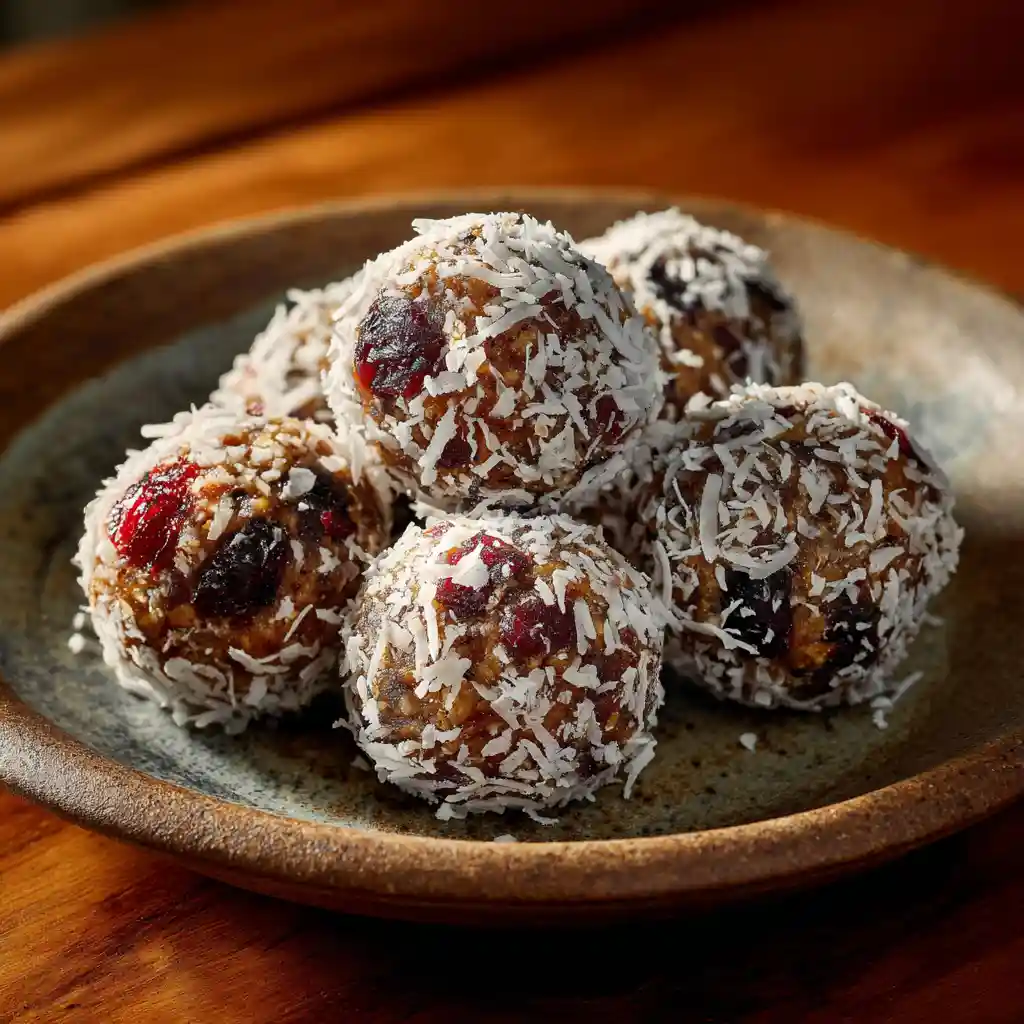 6 Healthy Energy Balls Recipes – Easy No-Bake Snacks 5 cranberry coconut energy balls rolled in coconut