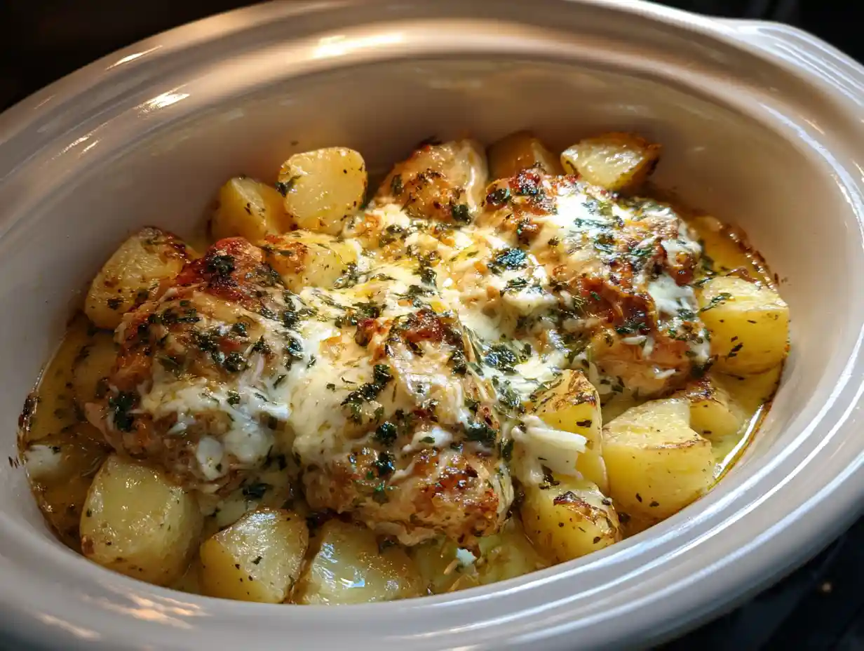 How To Make Garlic Parmesan Crockpot Chicken and Potatoes 3 Garlic Parmesan Crockpot Chicken and Potatoes