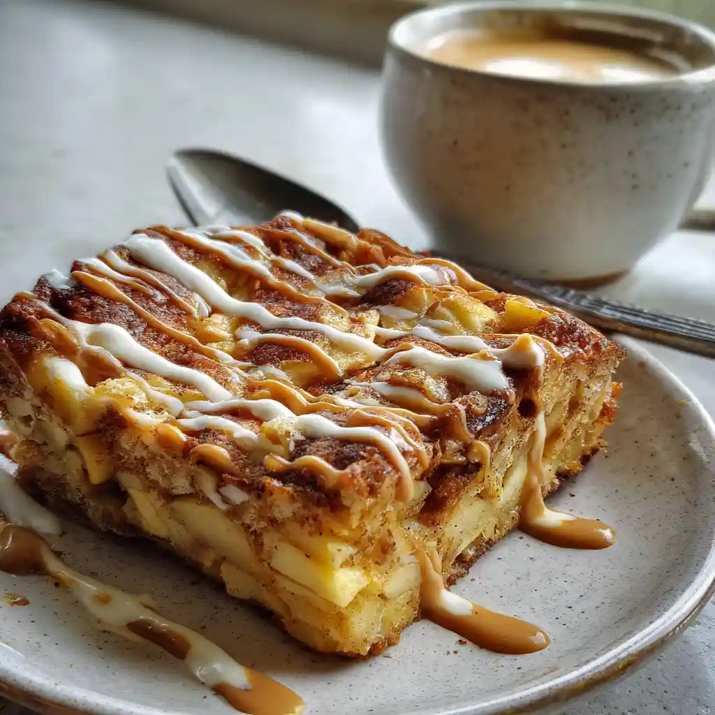 High-Protein Apple Cinnamon Cottage Cheese Bake Recipe 2 Slice of high-protein cottage cheese bake with toppings
