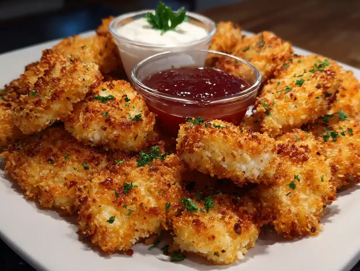 Keto Chicken Nugget Recipe – Crispy Low-Carb Nuggets 2 keto chicken nugget recipe served with dipping sauces