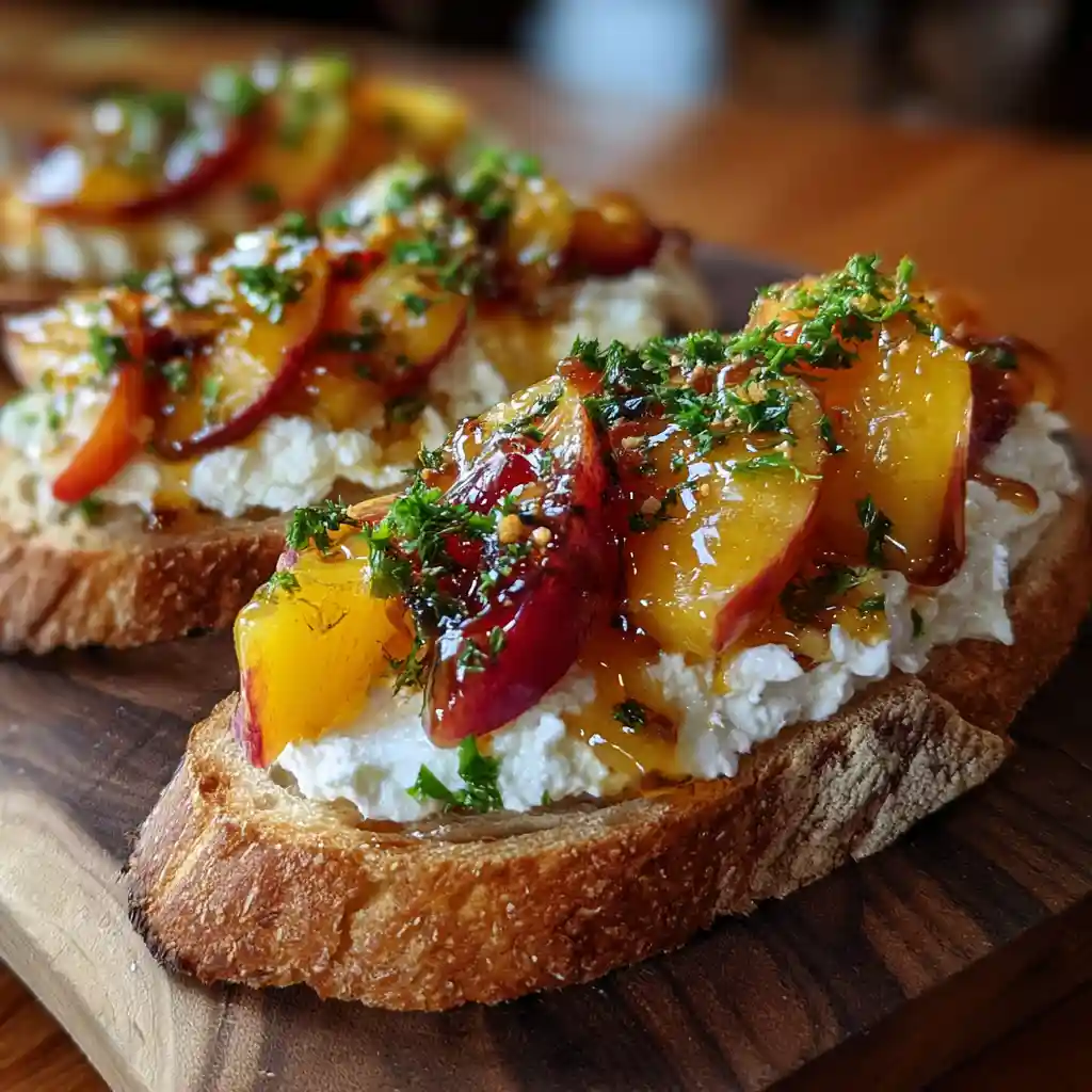 Best Peach Bruschetta With Whipped Ricotta: The Ultimate Summer Appetizer Guide 1 Peach bruschetta with whipped ricotta, glaze, and herbs