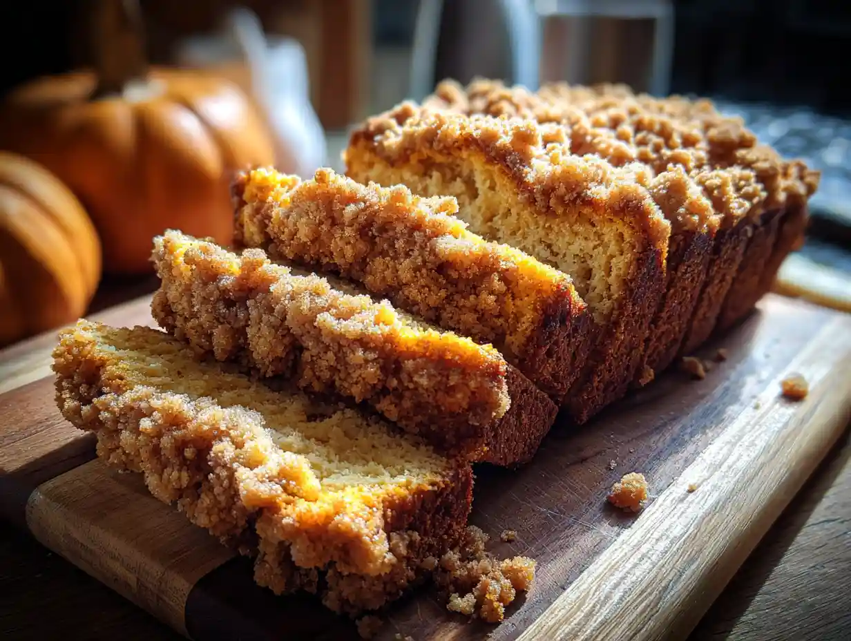 Pumpkin Streusel Bread: The Coziest Fall Loaf You'll Ever Bake 3 Freshly baked pumpkin streusel bread with crumbly topping