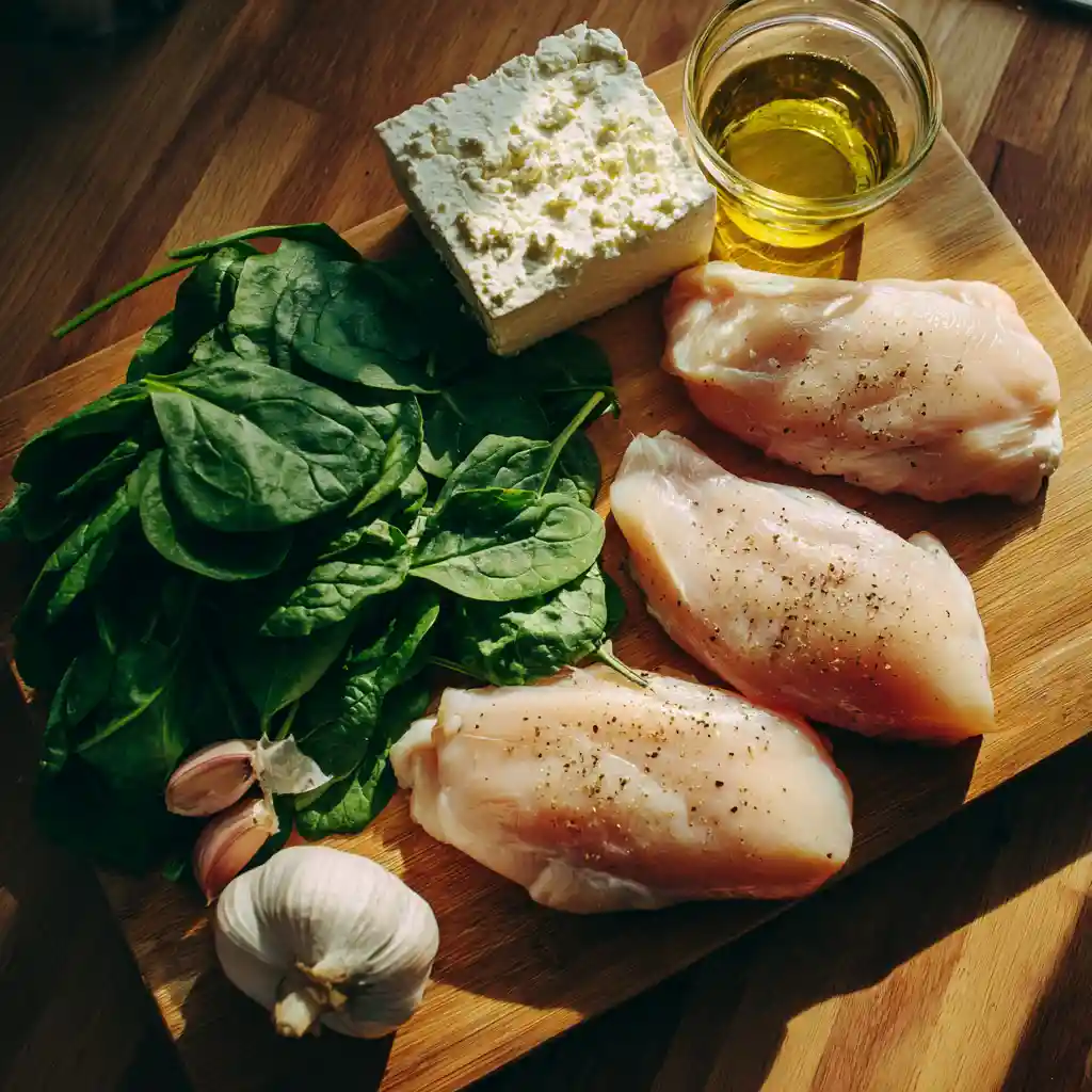 How to Make Rolled Chicken With Feta and Spinach 2 ingredients for rolled chicken with feta and spinach