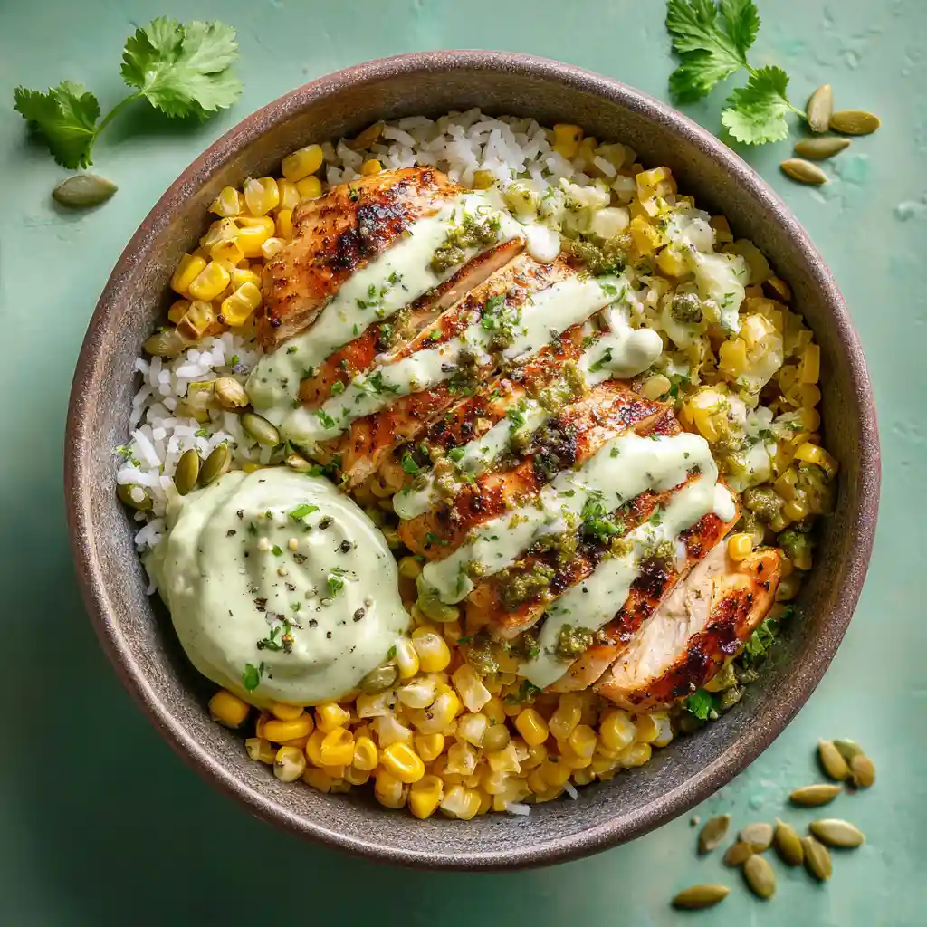 15 Ultimate Street Corn Chicken Bowl Meal Prep Ideas for Flavor-Packed Weeks 6 Green Chile & Avocado Cream Bowl