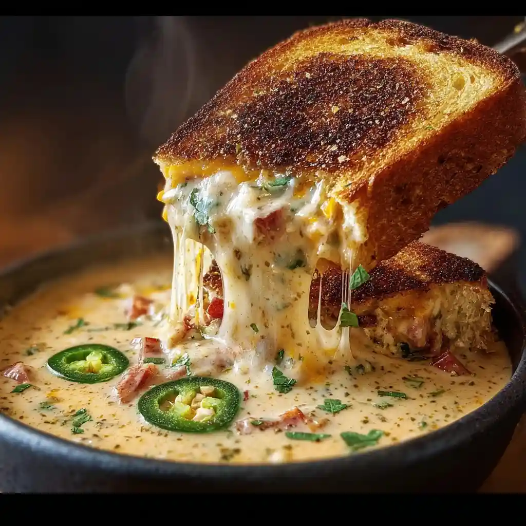 Spicy Jalapeño Popper Soup with Grilled Cheese Dippers 1 Spicy Jalapeño Popper Soup with Grilled Cheese Dippers