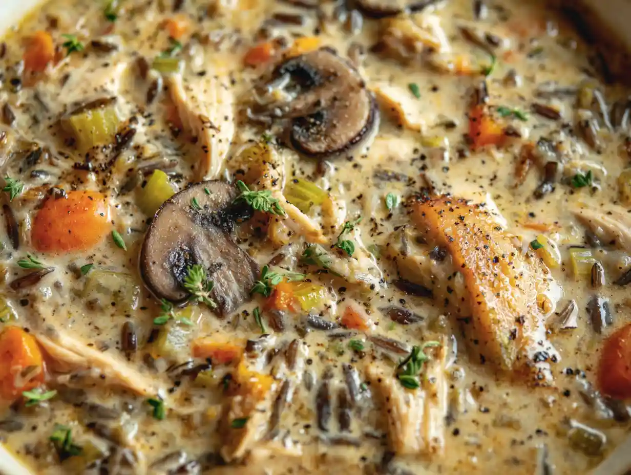 Mushroom Chicken and Wild Rice Soup