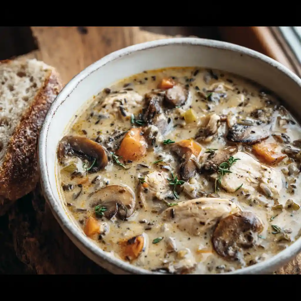 Creamy Mushroom Chicken and Wild Rice Soup 1 Mushroom Chicken and Wild Rice Soup