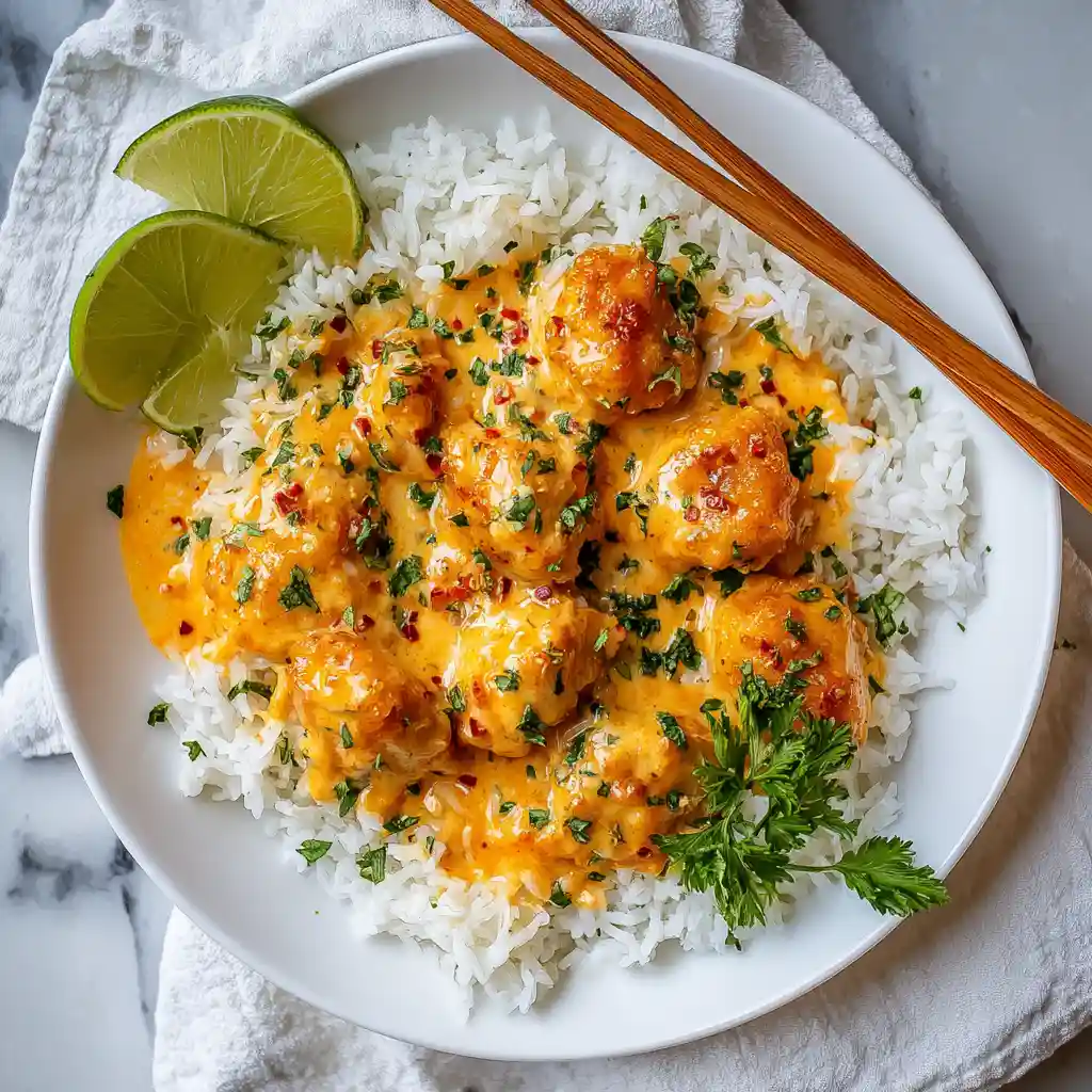 Skillet Bang Bang Chicken Thighs Served