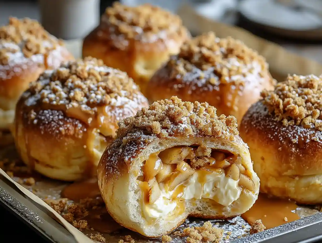 Apple Cheesecake Crumble Buns