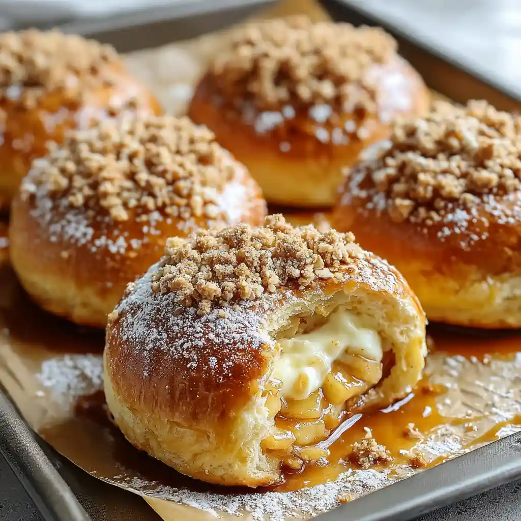 Ultimate Apple Cheesecake Buns with Crumble Topping 1 Apple Cheesecake Crumble Buns