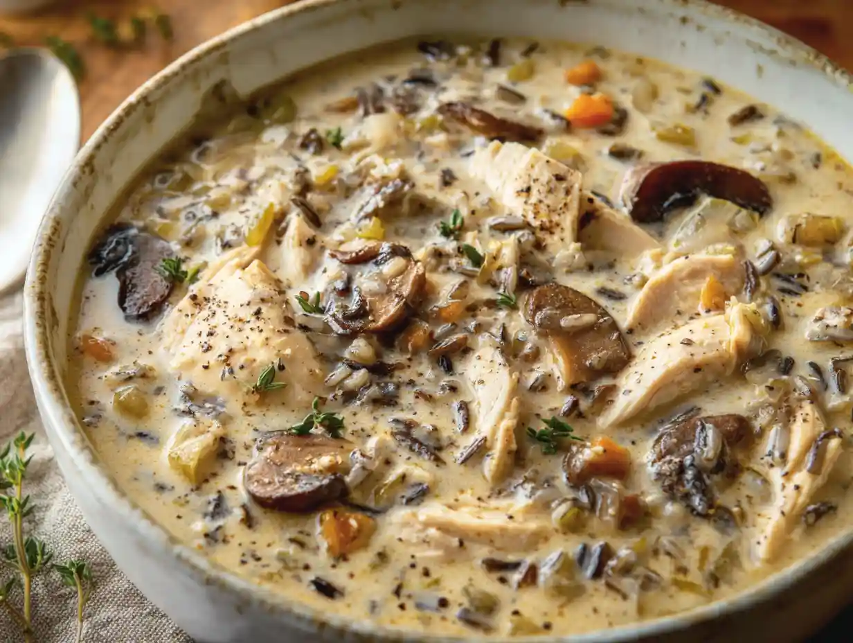 Creamy Mushroom Chicken and Wild Rice Soup