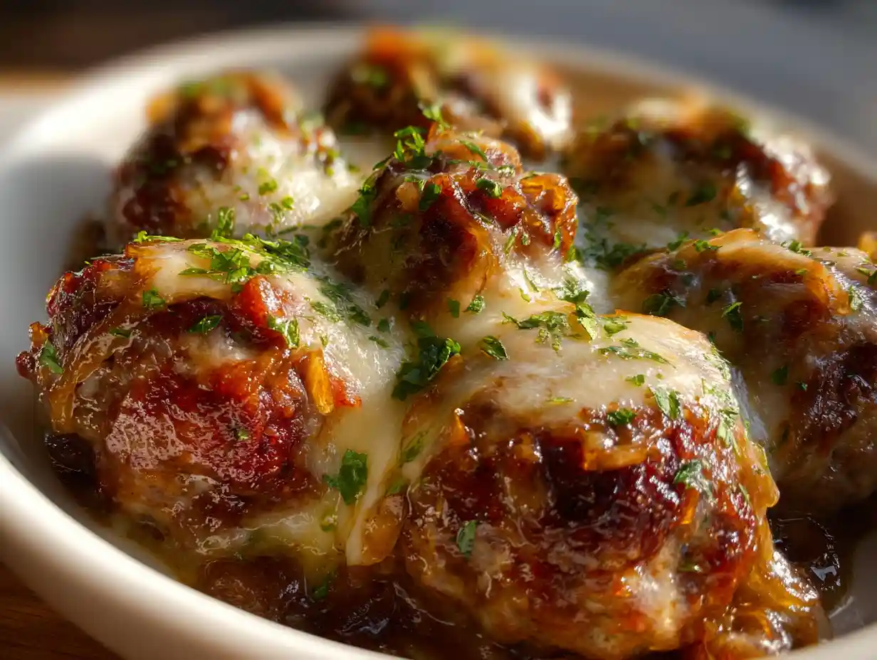 Simple Crockpot French Onion Meatballs Recipe