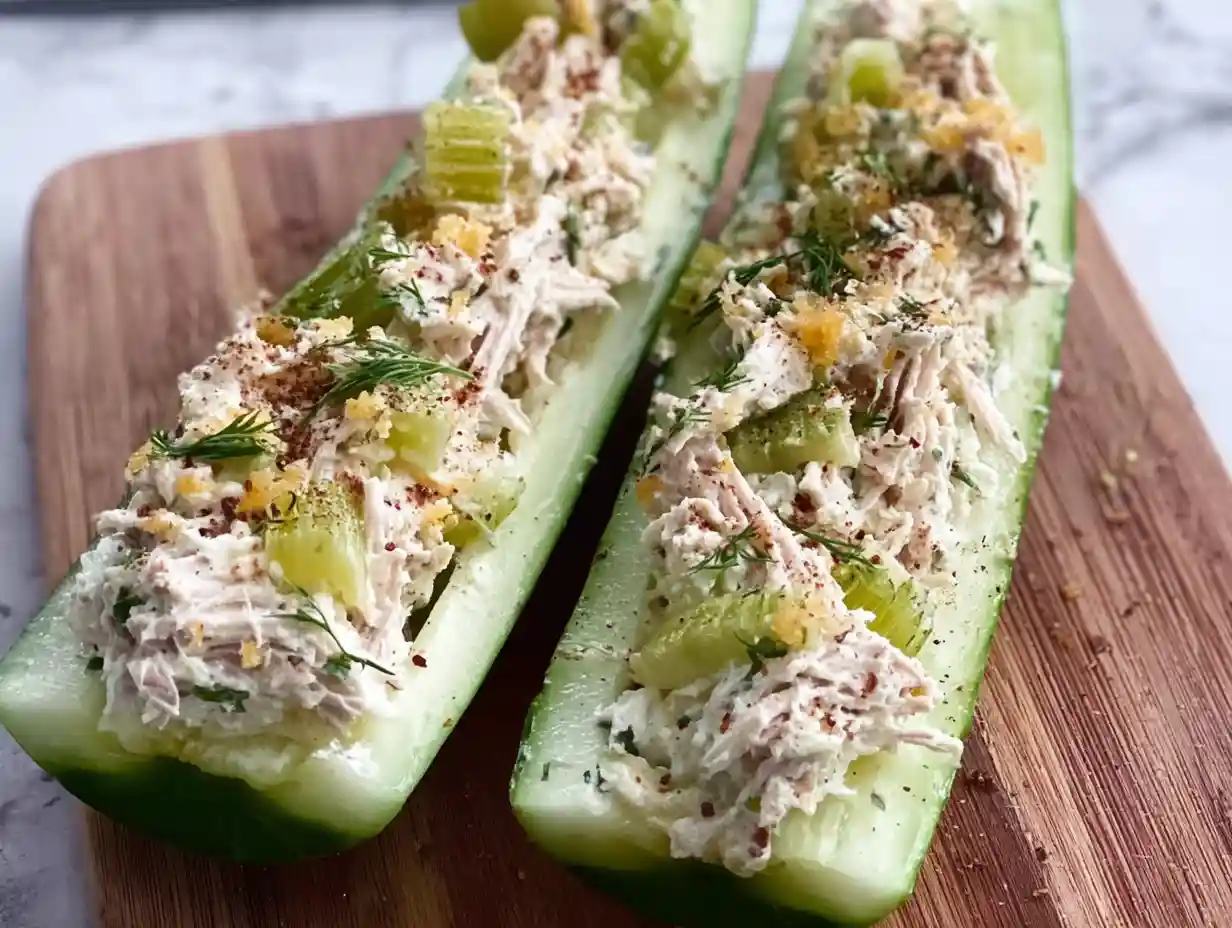 Keto Chicken Cucumber Boats