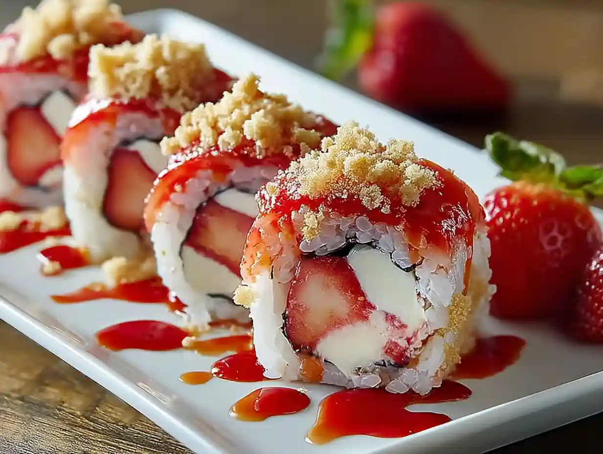 Strawberry Shortcake Sushi Rolls