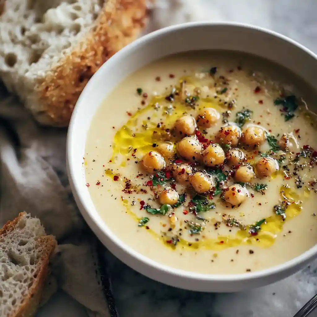 Creamy Garlic Chickpea Soup