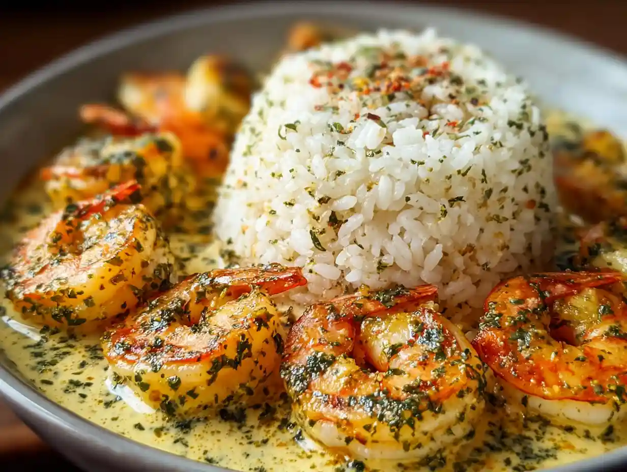Garlic Butter Shrimp and Rice Tower