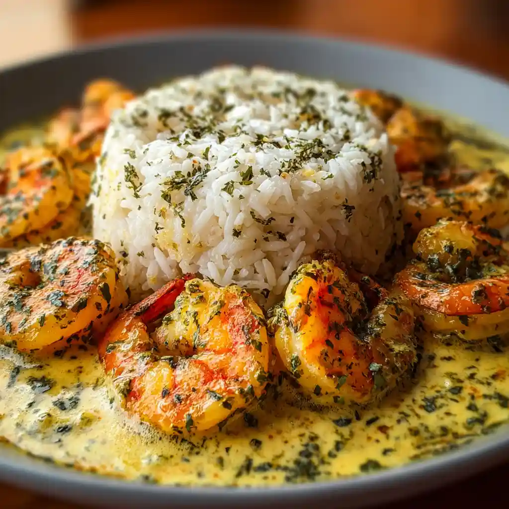 Amazing Creamy Garlic Butter Shrimp and Rice Tower with Chives 1 Garlic Butter Shrimp and Rice Tower