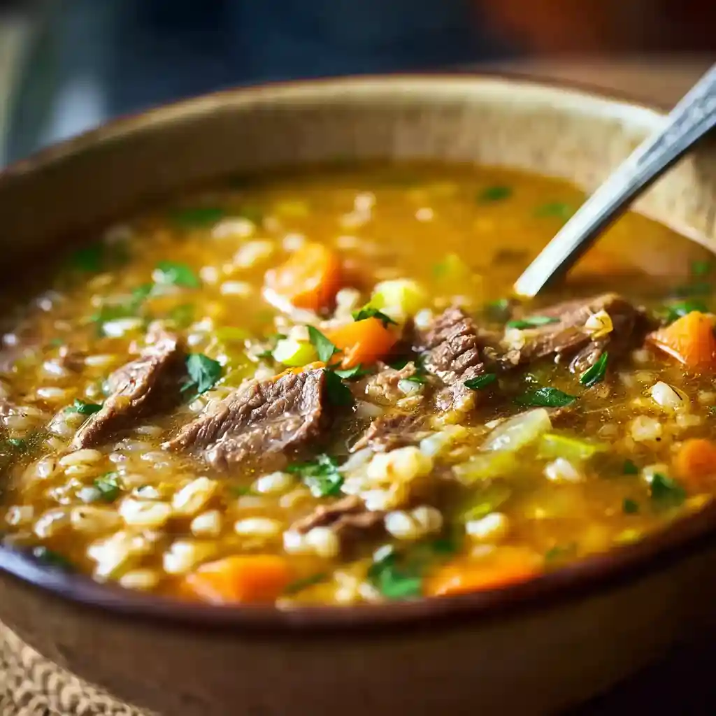 Beef Barley Soup with Prime Rib