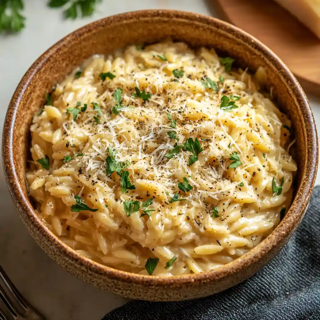 Creamy Garlic Parmesan Orzo 