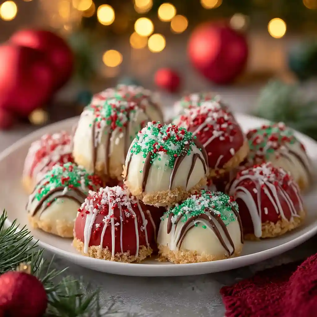 No-Bake Christmas Cheesecake Bites