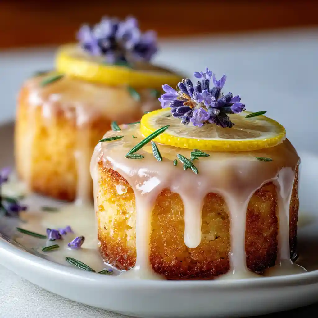 Mini Lemon Cakes With Lavender Glaze