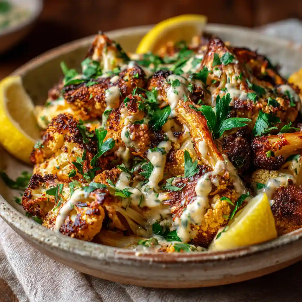 Easy Moroccan Cauliflower with Tahini-Honey 3 Moroccan Cauliflower with Tahini-Honey