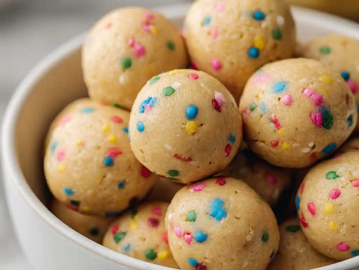 Amazing No-Bake Cake Batter Protein Bites