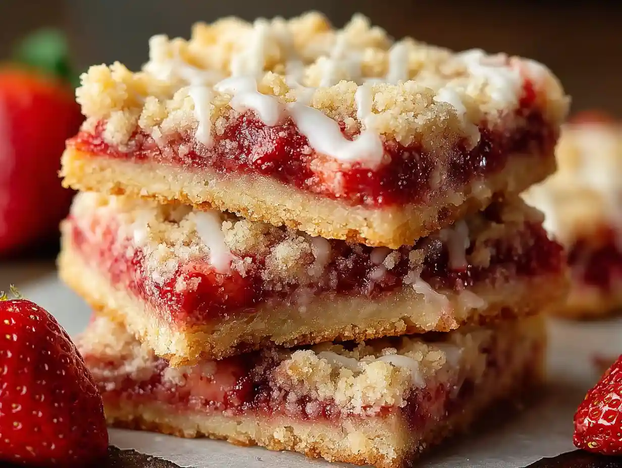 Amazing Strawberry Shortcake Bars with Buttery Crust