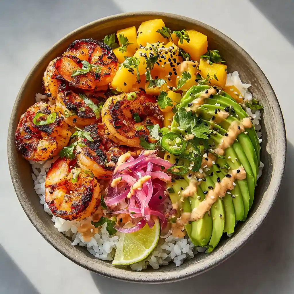 Amazing Grilled Shrimp & Avocado Bowls with Mango Salsa 3 Grilled Shrimp & Avocado Bowls with Mango Salsa