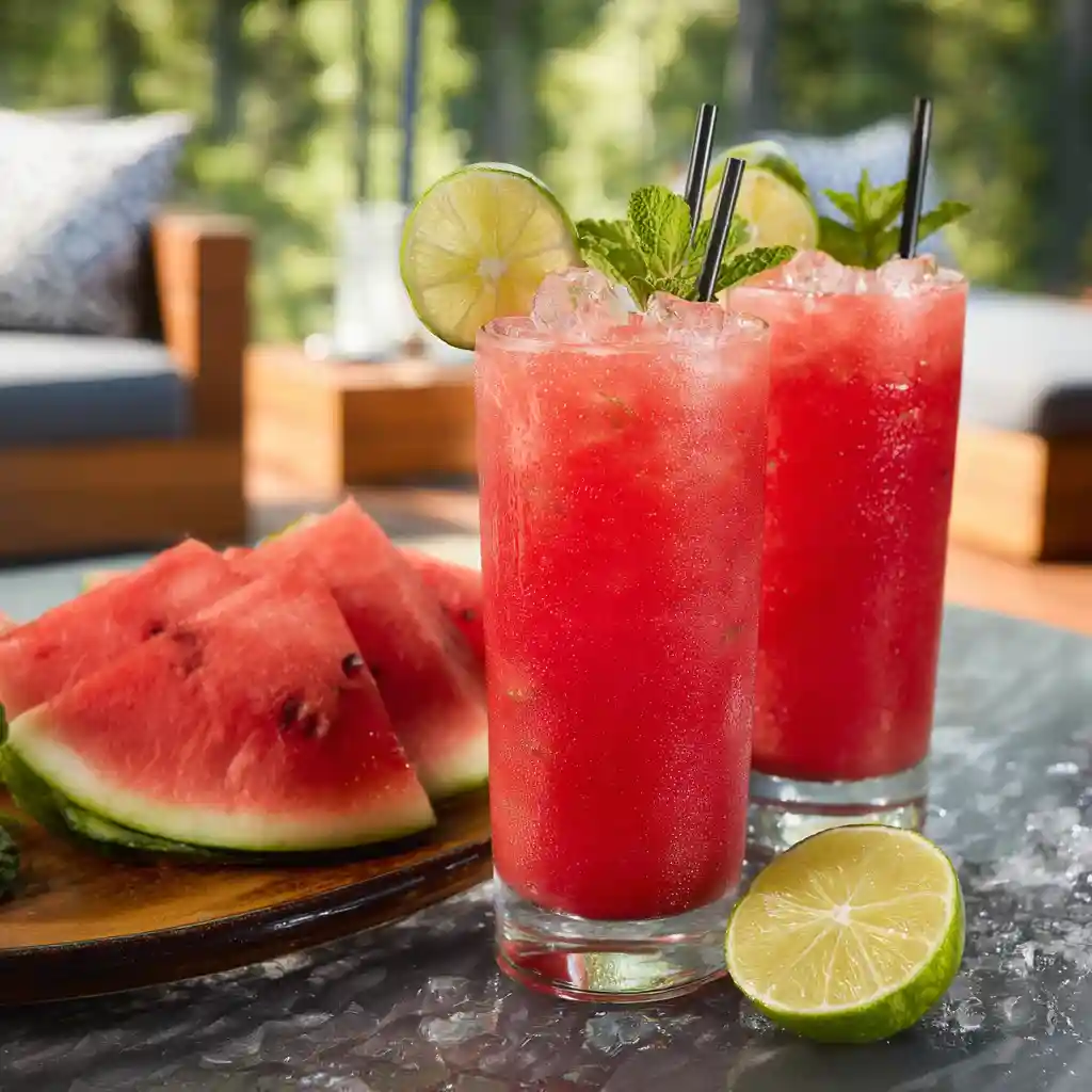 Watermelon Juice with Lime and Mint