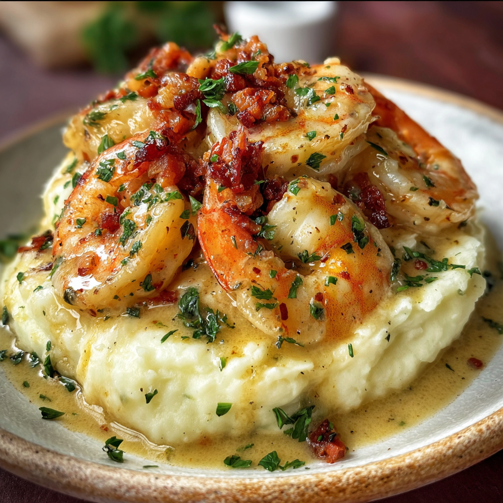 Luxurious Creamy Garlic Butter Shrimp With Mashed Potatoes 3 Creamy Garlic Butter Shrimp With Mashed Potatoes